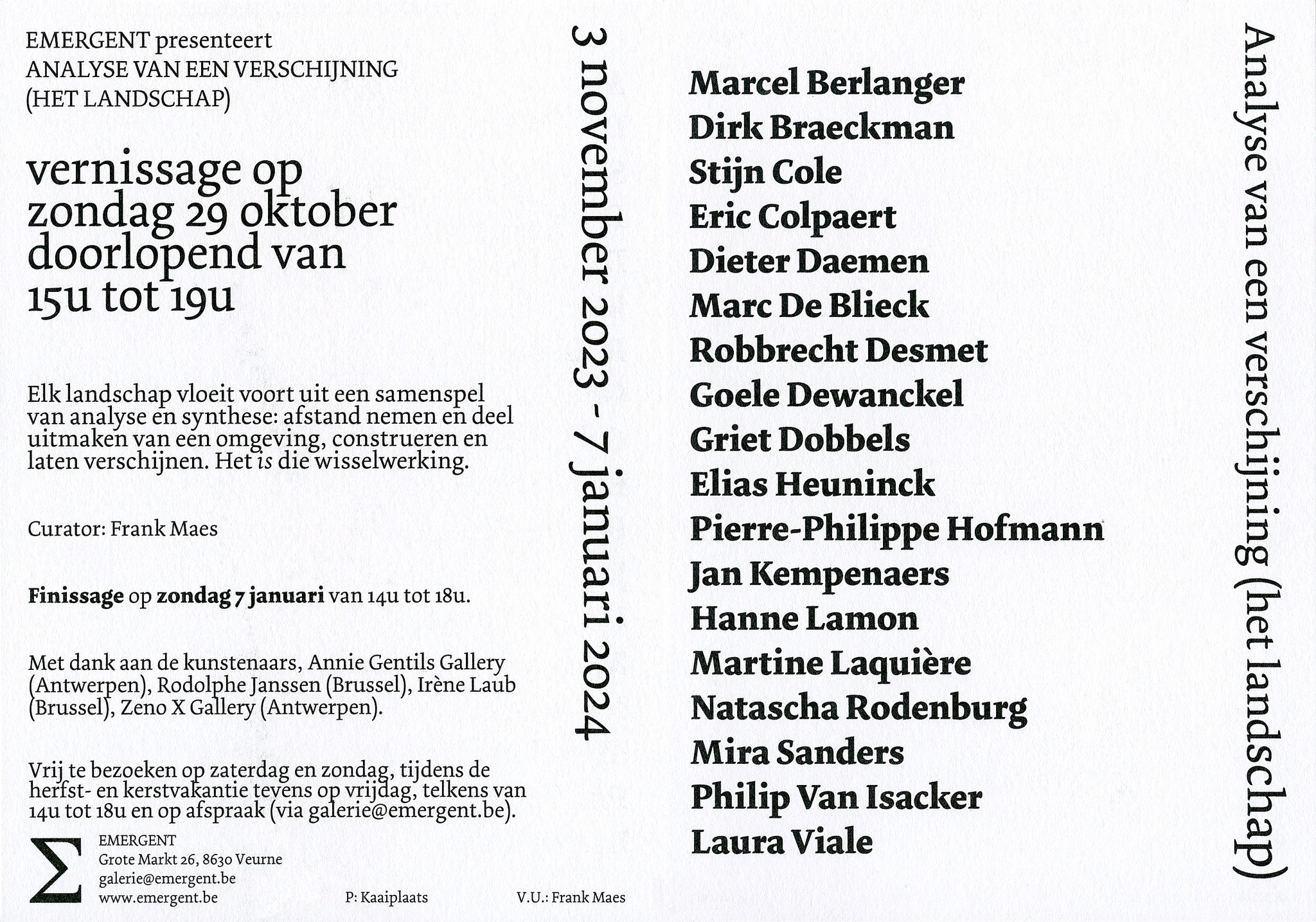 Analysis of an appearance (the landscape) – Group exhibition, Winter 2023